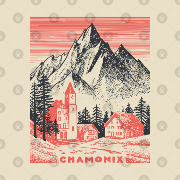 Chamonix France Vintage Ski Travel Poster by TuncGK
