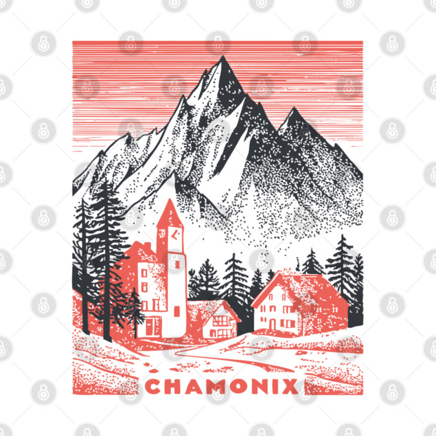Chamonix France Vintage Ski Travel Poster by TuncGK