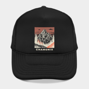 Chamonix Mountains Rugged Woodcut Style Art Hat