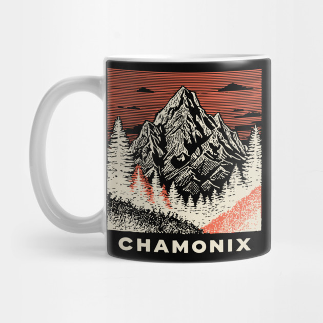 Chamonix Mountains Rugged Woodcut Style Art by TuncGK