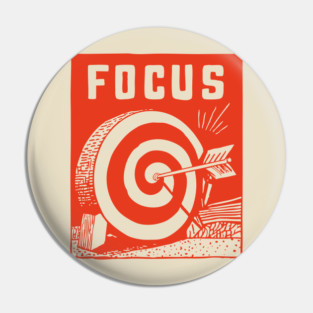 Focus Archery Target Motivational Mindset Graphic Pin