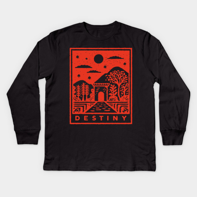 Destiny's Path Vintage Fantasy Art Graphic Kids Long Sleeve T-Shirt by TuncGK