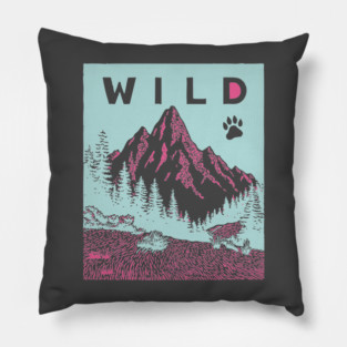 Go Wild Mountains Nature Adventure Graphic Pillow