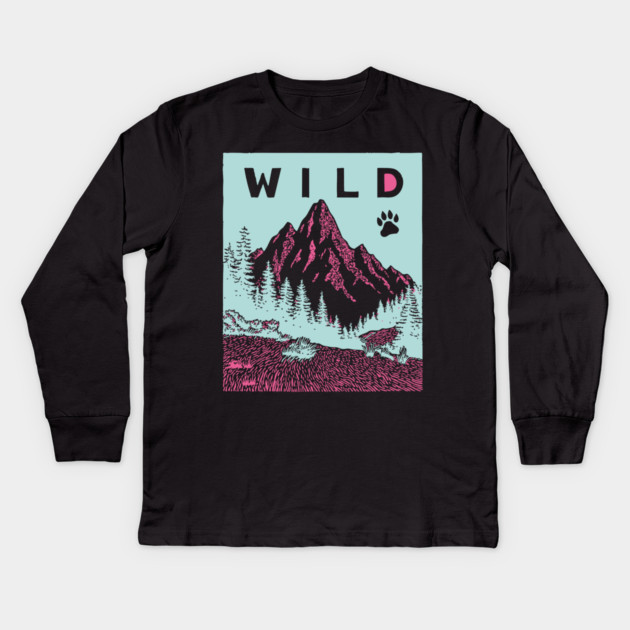 Go Wild Mountains Nature Adventure Graphic Kids Long Sleeve T-Shirt by TuncGK
