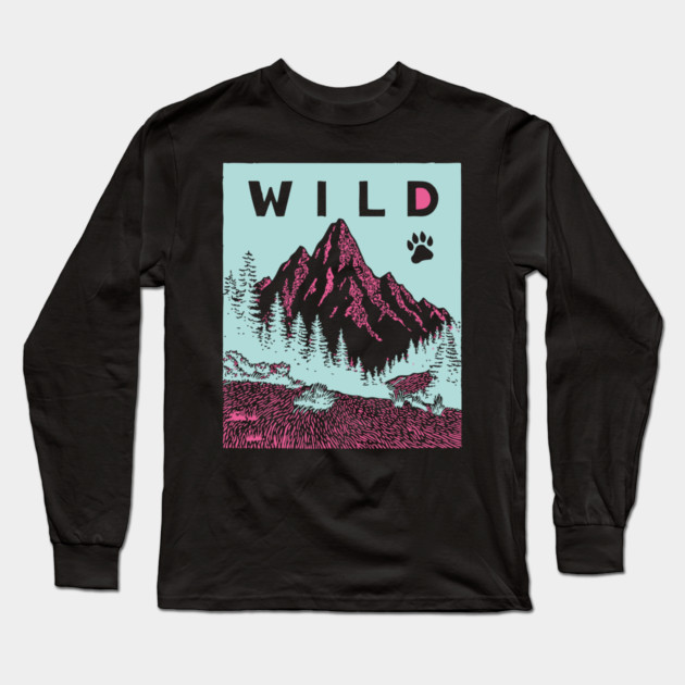 Go Wild Mountains Nature Adventure Graphic Long Sleeve T-Shirt by TuncGK