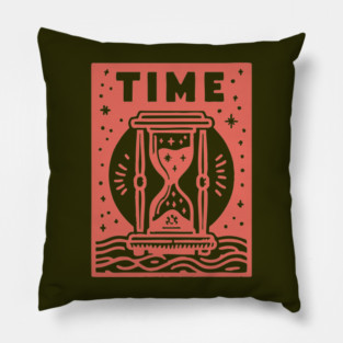 Vintage Time Hourglass Mystical Owl Art Pillow