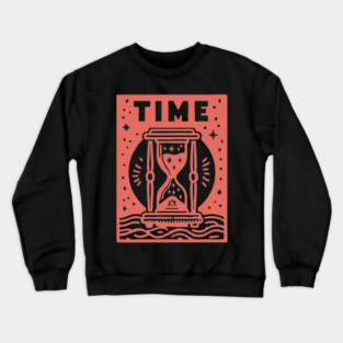 Vintage Time Hourglass Mystical Owl Art Crewneck Sweatshirt