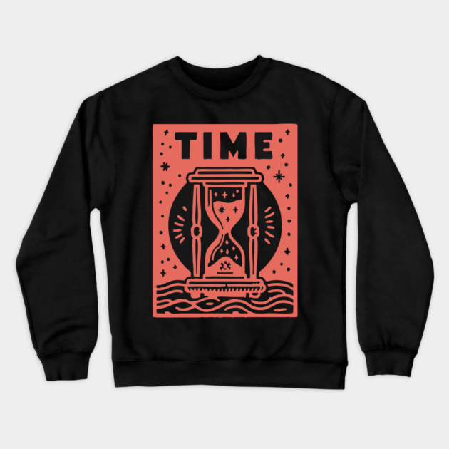 Vintage Time Hourglass Mystical Owl Art Crewneck Sweatshirt by TuncGK