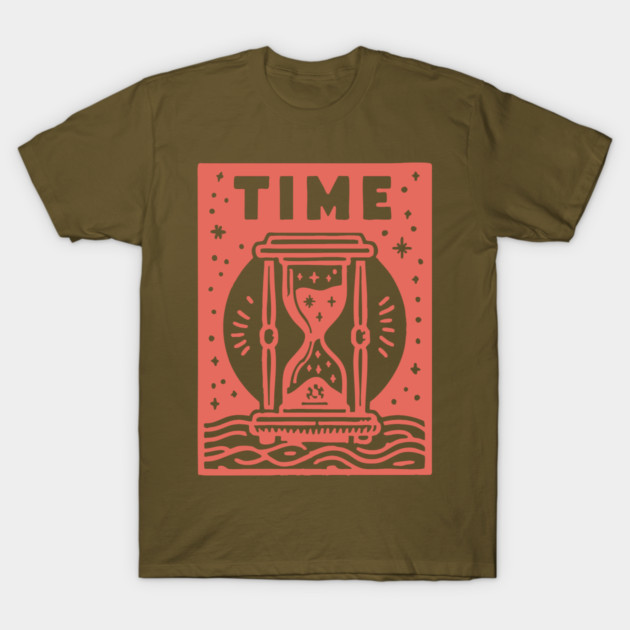Vintage Time Hourglass Mystical Owl Art T-Shirt by TuncGK