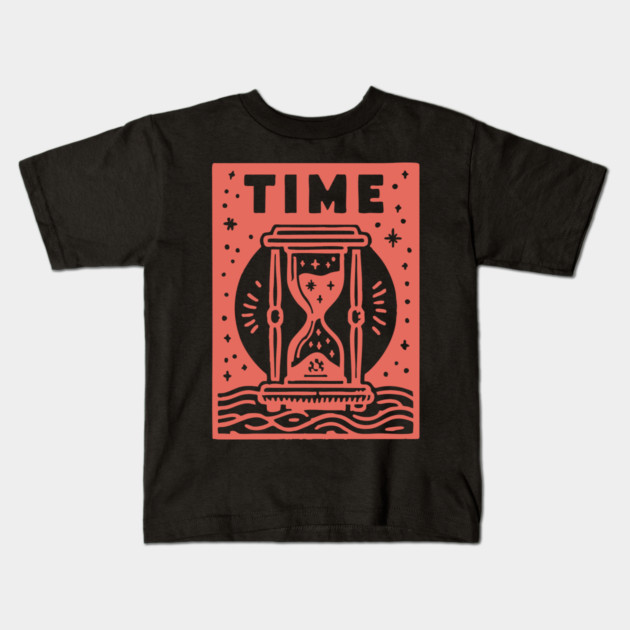 Vintage Time Hourglass Mystical Owl Art Kids T-Shirt by TuncGK
