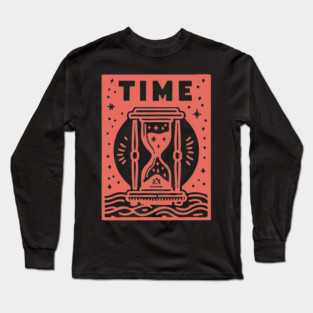 Vintage Time Hourglass Mystical Owl Art Long Sleeve T-Shirt