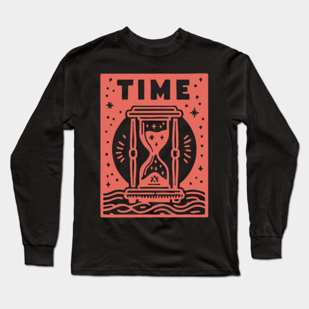 Vintage Time Hourglass Mystical Owl Art Long Sleeve T-Shirt by TuncGK