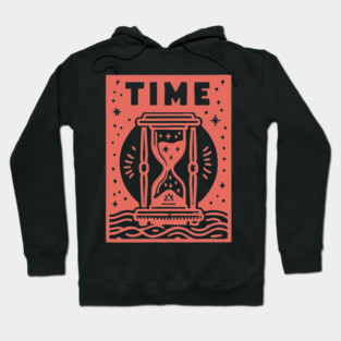 Vintage Time Hourglass Mystical Owl Art Hoodie