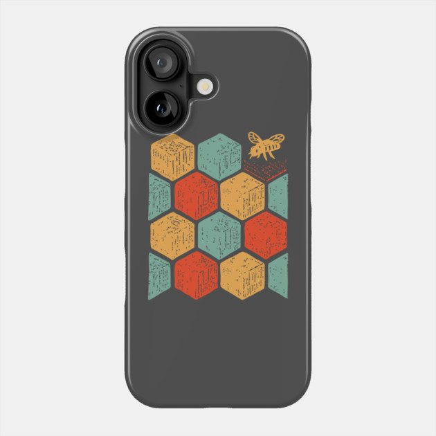 Retro Honeycomb Geometric Bee Pattern Art Phone Case by TuncGK