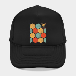 Retro Honeycomb Geometric Bee Pattern Art Hat
