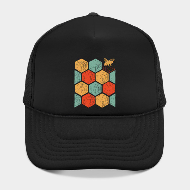 Retro Honeycomb Geometric Bee Pattern Art by TuncGK