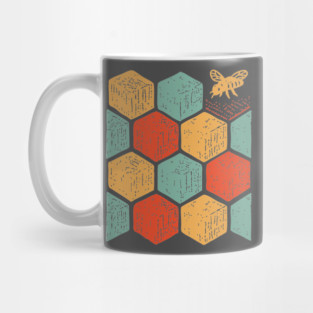 Retro Honeycomb Geometric Bee Pattern Art Mug