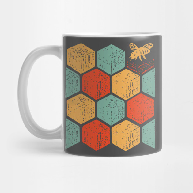 Retro Honeycomb Geometric Bee Pattern Art by TuncGK
