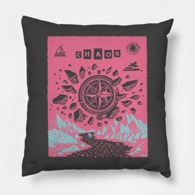 Mystical Chaos Compass Tarot Card Graphic Pillow by TuncGK