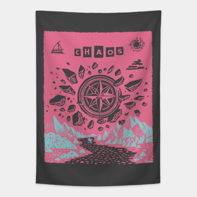 Mystical Chaos Compass Tarot Card Graphic Tapestry by TuncGK