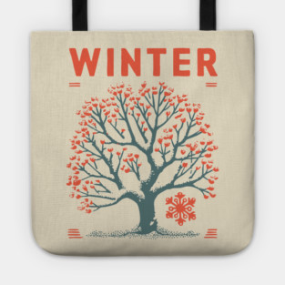 Winter Tree of Life Vintage Botanical Art Tote