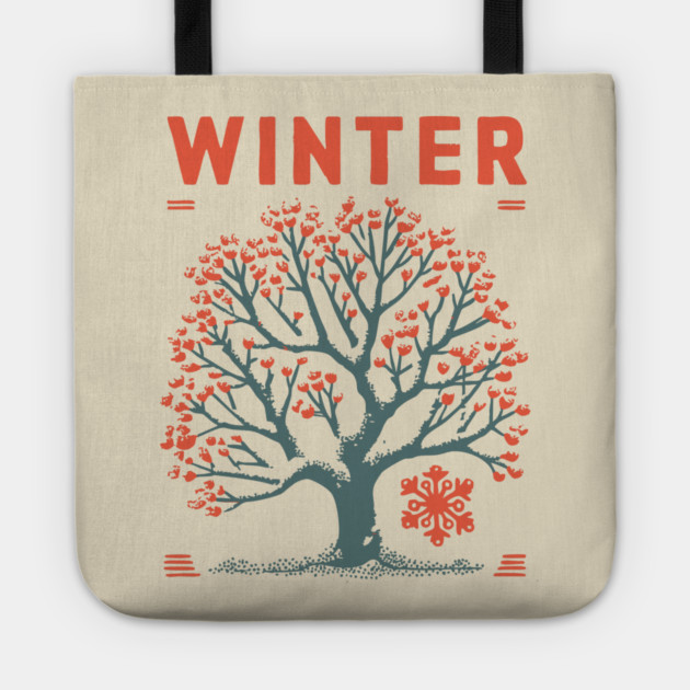Winter Tree of Life Vintage Botanical Art Tote by TuncGK