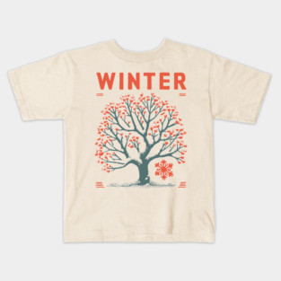Winter Tree of Life Vintage Botanical Art Kids T-Shirt
