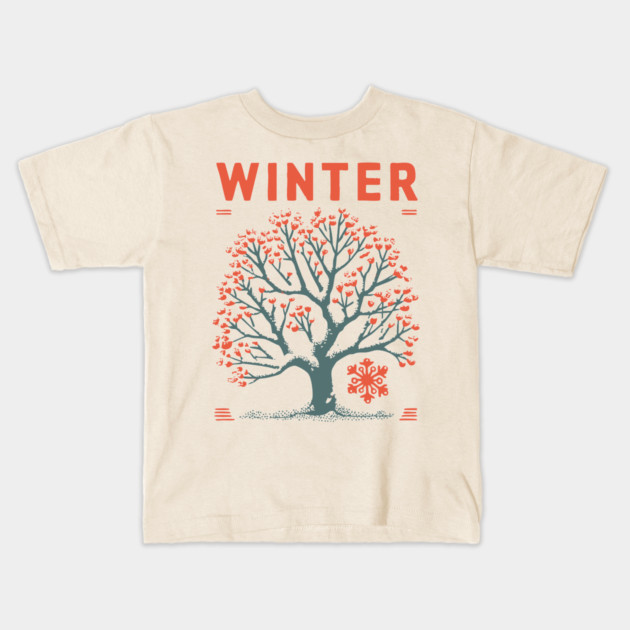 Winter Tree of Life Vintage Botanical Art Kids T-Shirt by TuncGK