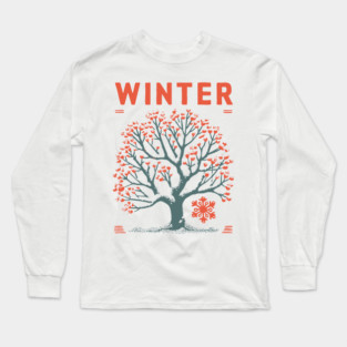 Winter Tree of Life Vintage Botanical Art Long Sleeve T-Shirt