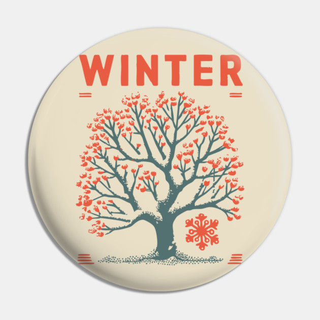 Winter Tree of Life Vintage Botanical Art Pin by TuncGK