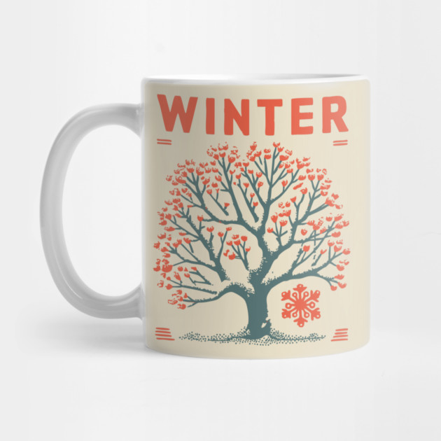 Winter Tree of Life Vintage Botanical Art by TuncGK