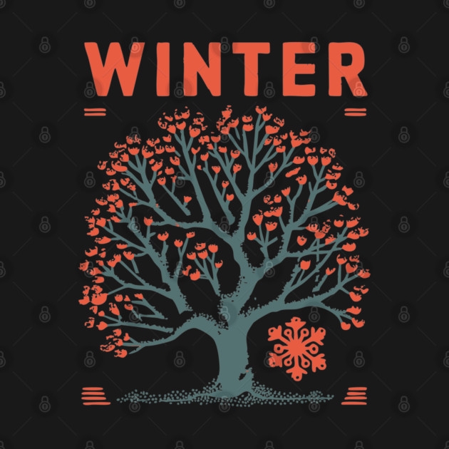 Winter Tree of Life Vintage Botanical Art by TuncGK