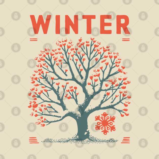 Winter Tree of Life Vintage Botanical Art by TuncGK