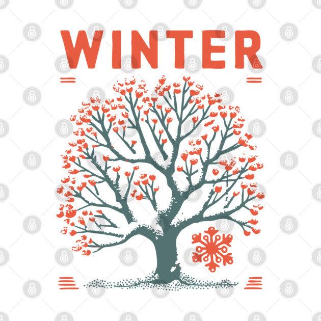 Winter Tree of Life Vintage Botanical Art by TuncGK