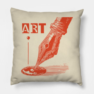 Vintage Fountain Pen for Writers Dark Academia Art Pillow