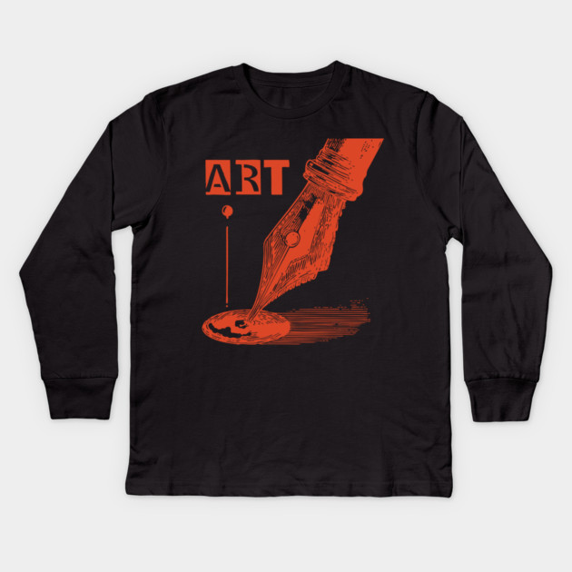 Vintage Fountain Pen for Writers Dark Academia Art Kids Long Sleeve T-Shirt by TuncGK