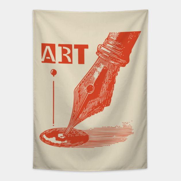 Vintage Fountain Pen for Writers Dark Academia Art Tapestry by TuncGK