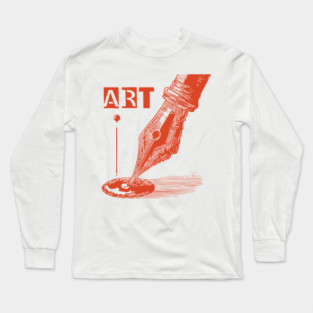 Vintage Fountain Pen for Writers Dark Academia Art Long Sleeve T-Shirt