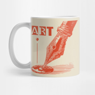 Vintage Fountain Pen for Writers Dark Academia Art Mug