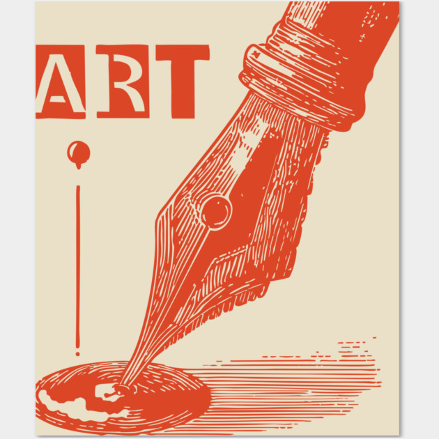 Vintage Fountain Pen for Writers Dark Academia Art Wall Art by TuncGK