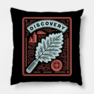 Discovery Oak Leaf Botanical Linocut Art Pillow