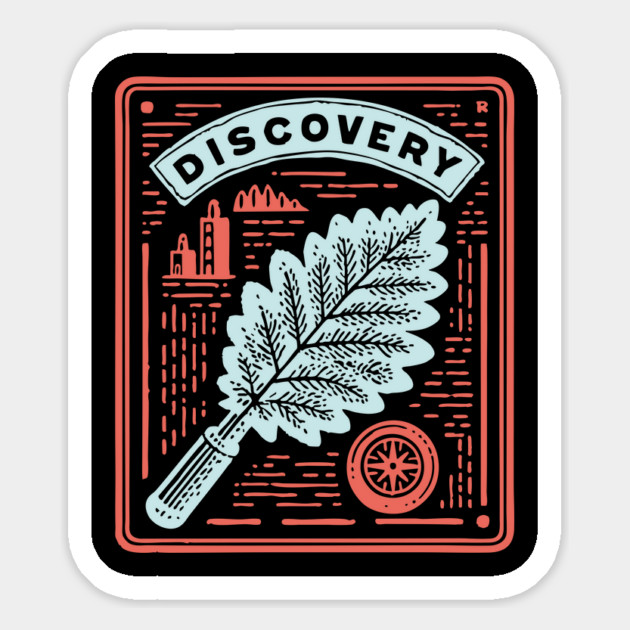 Discovery Oak Leaf Botanical Linocut Art Magnet by TuncGK