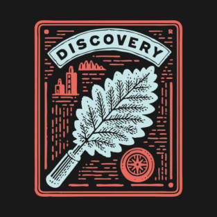 Discovery Oak Leaf Botanical Linocut Art T-Shirt