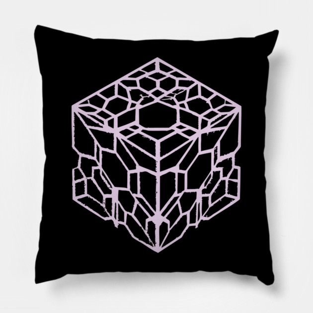 Geometric Hexagon Cube Optical Illusion Art Pillow by TuncGK