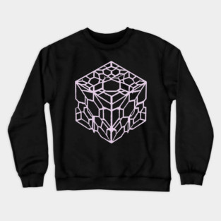 Geometric Hexagon Cube Optical Illusion Art Crewneck Sweatshirt