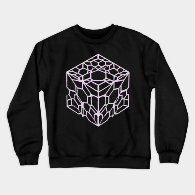 Geometric Hexagon Cube Optical Illusion Art Crewneck Sweatshirt by TuncGK