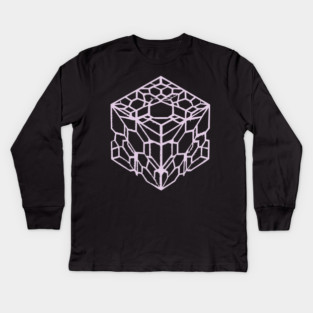 Geometric Hexagon Cube Optical Illusion Art Kids Long Sleeve T-Shirt