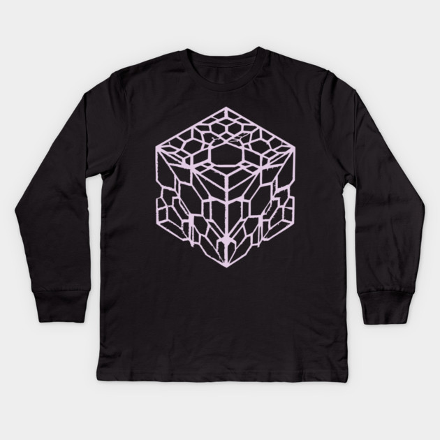 Geometric Hexagon Cube Optical Illusion Art Kids Long Sleeve T-Shirt by TuncGK