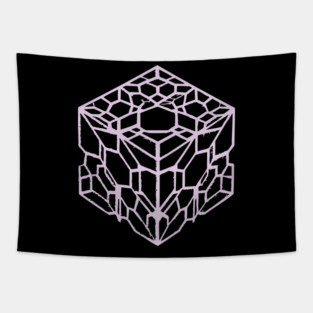 Geometric Hexagon Cube Optical Illusion Art Tapestry