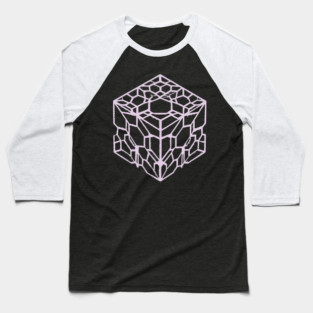 Geometric Hexagon Cube Optical Illusion Art Baseball T-Shirt